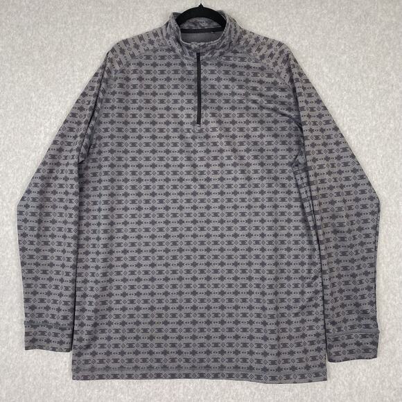 Swannies Mens XL Cardin Golf 1/4 Zip Pullover in Charcoal Aztec All Over Print - Picture 1 of 7